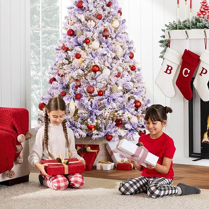 Best Choice Products Pre-Lit Lavender Christmas Tree, 9ft Artificial Flocked Full Fir Tree, Holiday Decoration w/ 900 Lights, 2,094 Branch Tips