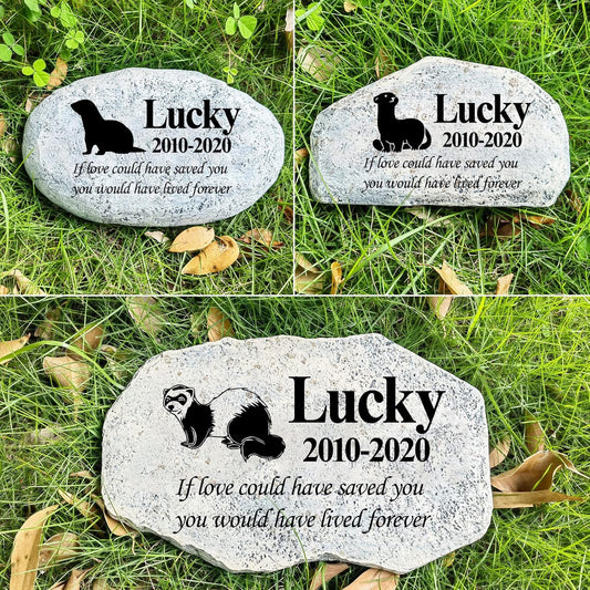 Zatanmulo Personalized Pet Memorial Stone, Garden Memorial Stone Personalized, Ferret Headstone, Ferret Tombstone, Memorial Plaque Outdoor, Garden Stepping Stone (Ferret)