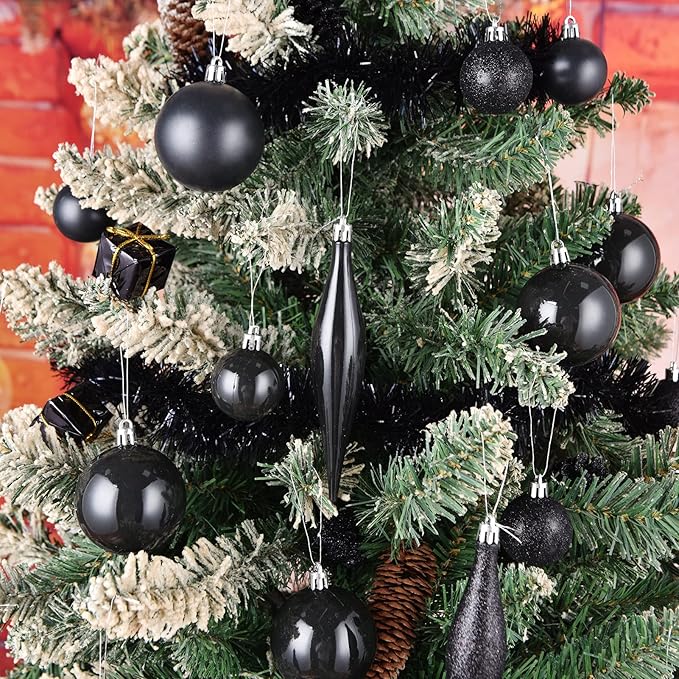 30pcs Christmas Ball Ornaments, 2.36" Shatterproof Tree Decorations, Perfect Hanging Ball for Indoor/Outdoor Holiday Christmas Party Decor (Black)