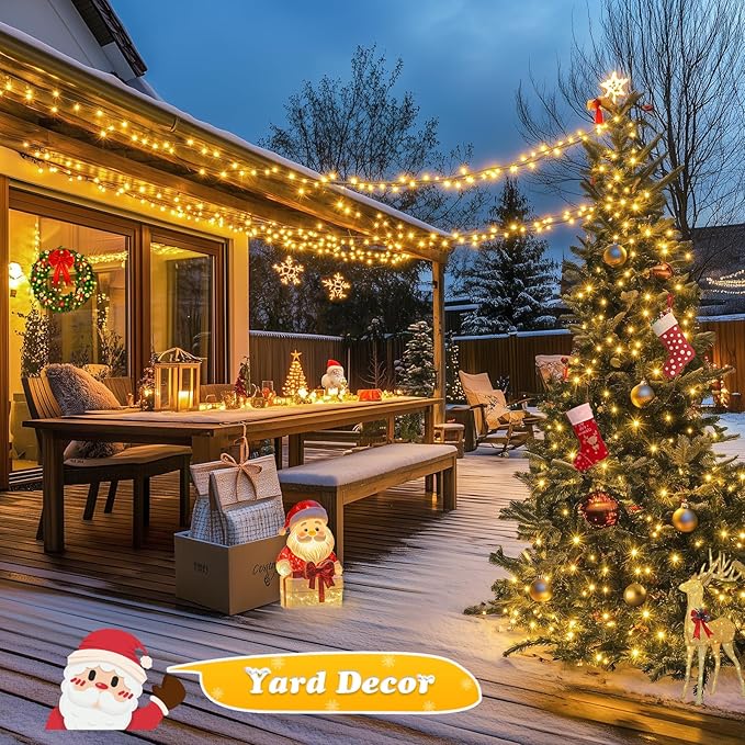 JMEXSUSS 500 LED Christmas Lights Outdoor, 173ft Warm White Christmas Tree Lights, 8 Modes Plug in Twinkle String Light for Outside Holiday Indoor Ceiling House Xmas Decorations