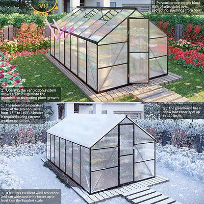 8x10 FT Greenhouse for Outdoors,Green House for Outside,Dark Gray