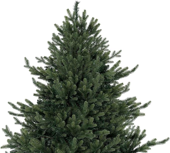 Kinsley 6.5ft Prelit Aritificial Christmas Tree with 3156 Branch Tips, 450 Warm Lights and Metal Stand, 53" Wide Realistic Traditional Christmas Tree with Lights by Naomi Home