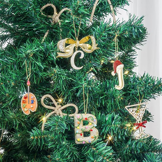 2025 Christmas Initial Ornaments,Letter G Ornaments for Xmas Tree,Hanging Christmas Ornament Gift for Mother Friends Sister Wife Grandma Women Men