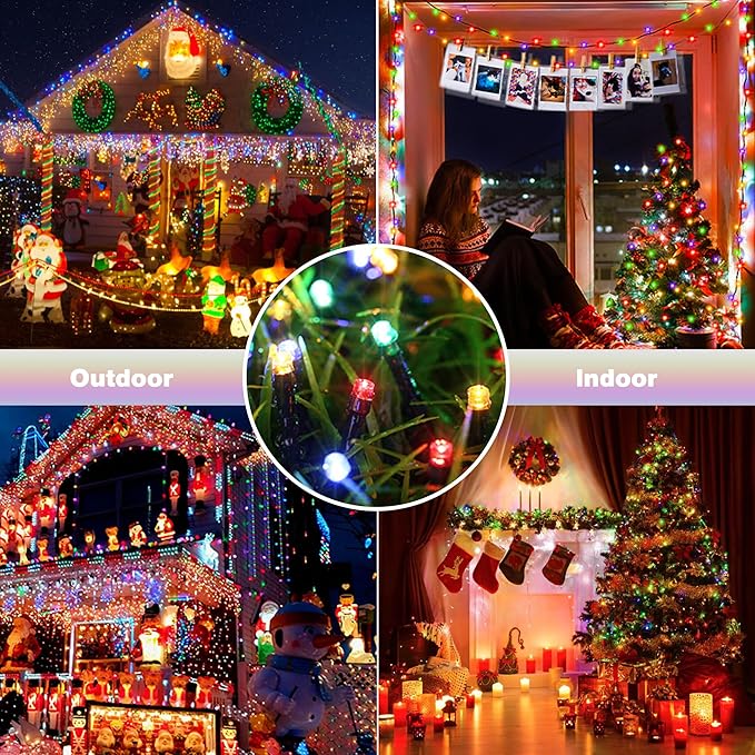 Toodour Christmas Lights Outdoor, 131ft 350 LED String Lights, Timer, Waterproof 8 Modes Outdoor Christmas String Light - Twinkle Light for Tree Home Garden Yard Wedding Party Xmas Decor(Multicolor)