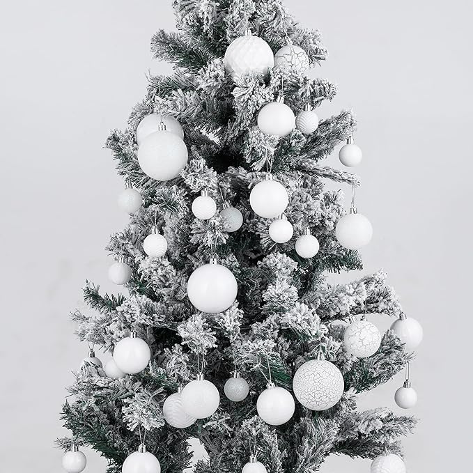 LANGXUN 36pcs White Christmas Tree Decorations Balls, Bolas De Navidad, 2025 Christmas Decor, Indoor Outdoor Shatterproof Christmas Ornaments, Xmars Party Wedding Suppiles