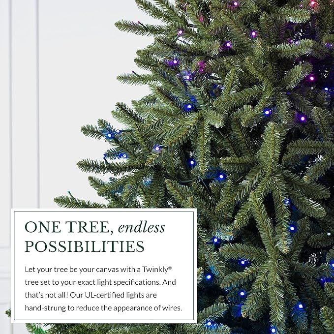 Balsam Hill 7.5 ft Pre-Lit Classic Blue Spruce - Artificial Christmas Tree with 540 Twinkly Lights, Easy Plug Technology, Premium Stand for Indoor Holiday Decorating