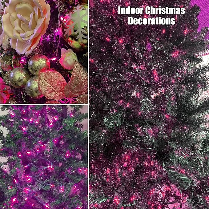 HISHINY Christmas Lights 100 Count Pink Christmas Tree String Lights with Green Wire for Outdoor Indoor Christmas Decorations Wedding Decorations Valentines Day Decor,UL Certified (21feet)