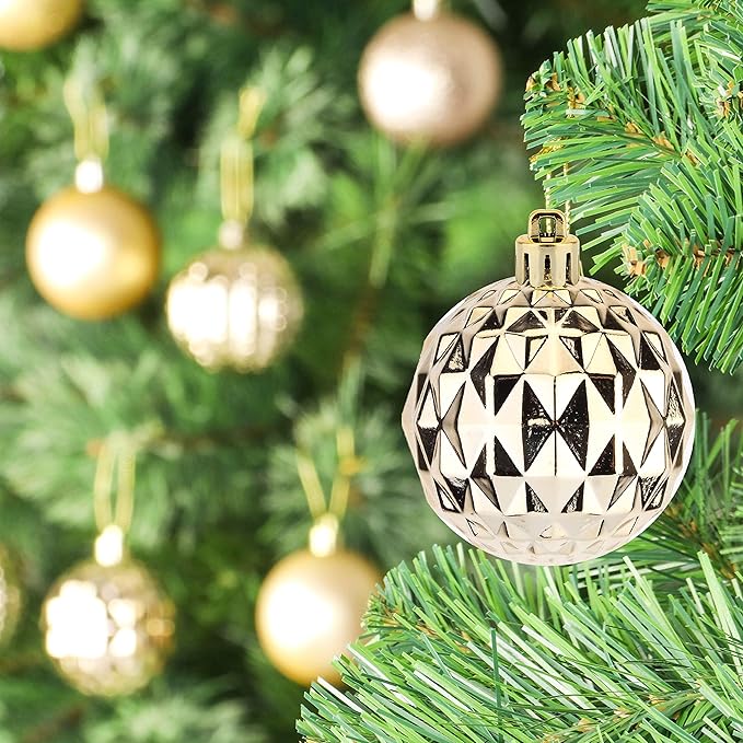 45Pcs 6cm/2.36inch Christmas Balls Glitter Christmas Tree Ornaments Hanging Christmas Home Decorations for Home House Bar Party(Platinum/Gold)