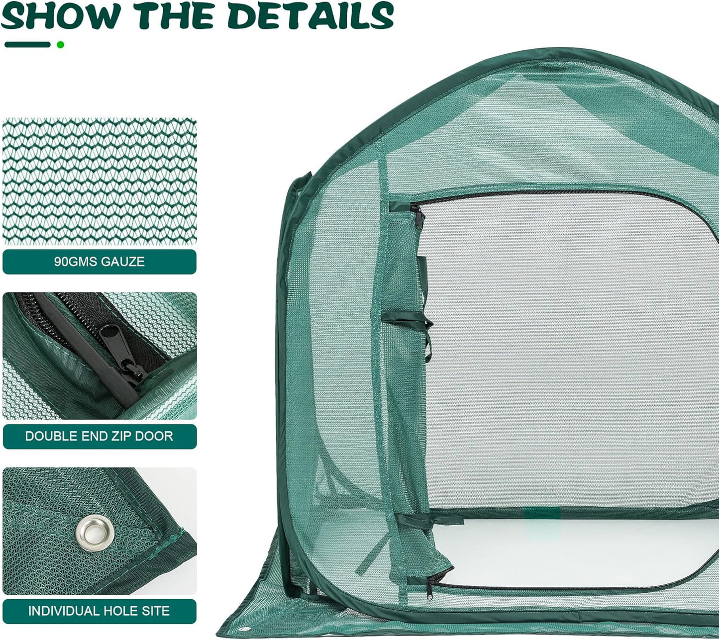 UV-Resistant Durable Pop Up Plant Covers & Garden Mesh Netting - Protective Bird Netting for Tomato & Crop Protection, Portable Pop-Up Mesh Plant Covers for Raised Beds