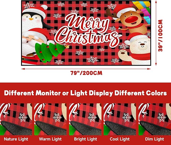 Christmas Rug Xmas Holiday Decorative Christmas Tree and Snowflake Pattern Welcome Mat for Home Decoration Non Slip Doormat Outdoor Indoor Entrance Floor Mat,79" X 39"