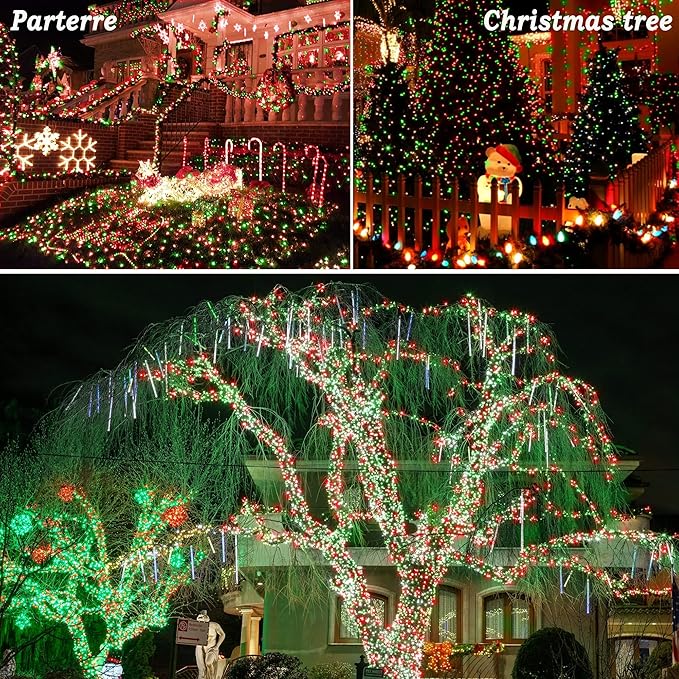 KNONEW Outdoor Christmas Lights 500 LED 197ft String Lights 8 Modes & Memory Fairy Light Plug in Waterproof LED String Lights for Xmas Yard Tree Wedding Decoration (Red and Green)