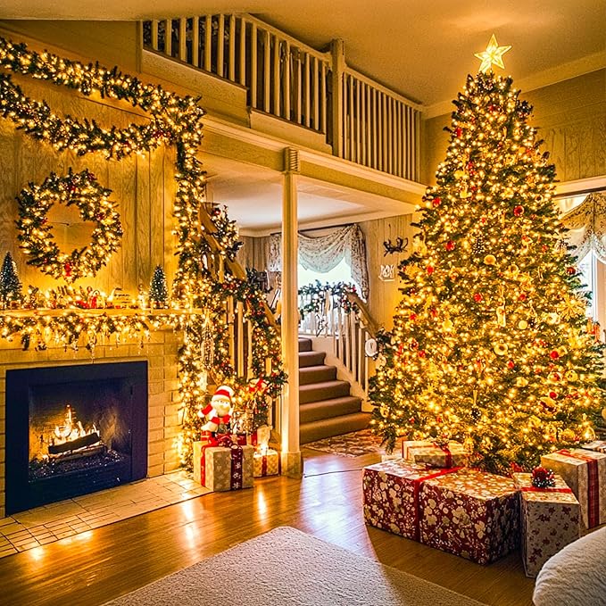 JMEXSUSS 1000LED Green Wire String Lights Warm White