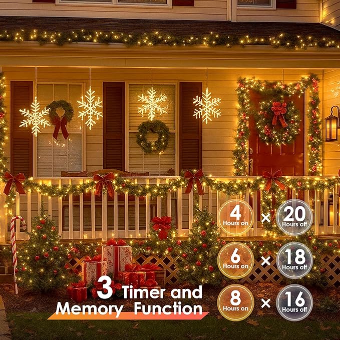 Christmas Lights 1200 LED 394 FT, IP67 Waterproof Christmas Tree Lights with 8 Modes, Outdoor String Lights with Timers & Memory Function, Xmas Light for Holiday Decor (Warm White)