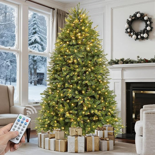 GOOBED 6FT Prelit Artificial Christmas Tree with Remote, Green Bell Shape Christmas Tree with Dual Color LED Lights, 11 Light Modes & Stand, Xmas Holiday Decor for Home,Mall, Office and Restaurant