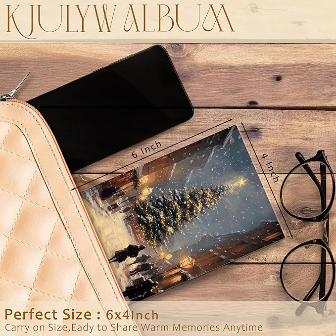 Christmas Photo Albums 4x6 inch Hold 36 Pictures, Winter Christmas Tree Festive Street Holiday Small Memory Photo Album Book for Baby Family Graduation Wedding Travel Vacation