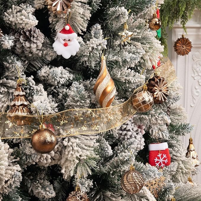 108 Pcs Christmas Ball Ornaments Set, Bronze Copper Brown Gold Shatterproof Hand-Painted Hanging Bulbs Bulk, Decoration for Fall Thanksgiving Harvest Xmas Tree Home Holiday Decor