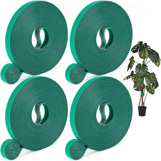 4 Roll Plant Ties Garden Tape, 131 Ft Green Plant Ties for Climbing Plants, 1/2‘’ Twist Ties for Plants, Reusable Nylon Plant Support Gardening Tape for Growing,Home,Office