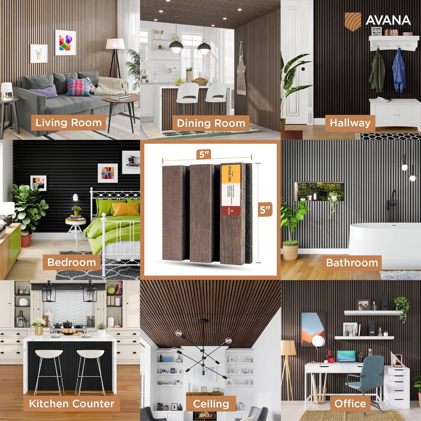 Avana Acoustic Wall Panels Color Samples Pack - Premium Wood Panels for Wall Decor - Interior Sound Proofing and Acoustic Panels