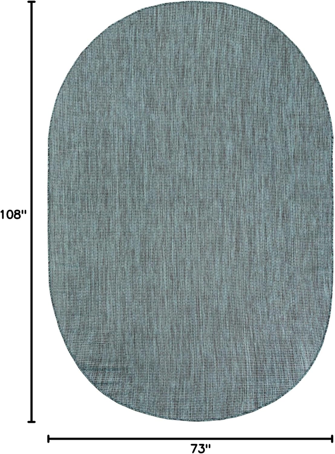 Unique Loom Outdoor Solid Collection Area Rug (6' 1" x 9' Oval Teal/Navy Blue)