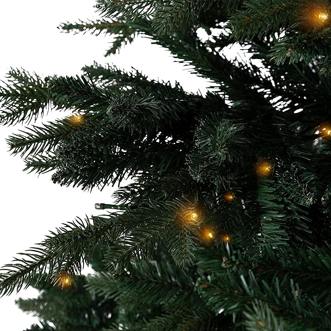 Cynthia 6.5ft Prelit Aritificial Christmas Tree with 2595 Branch Tips, 600 Warm Lights and Metal Stand, 54" Wide Realistic Rustic Christmas Tree with Lights by Naomi Home