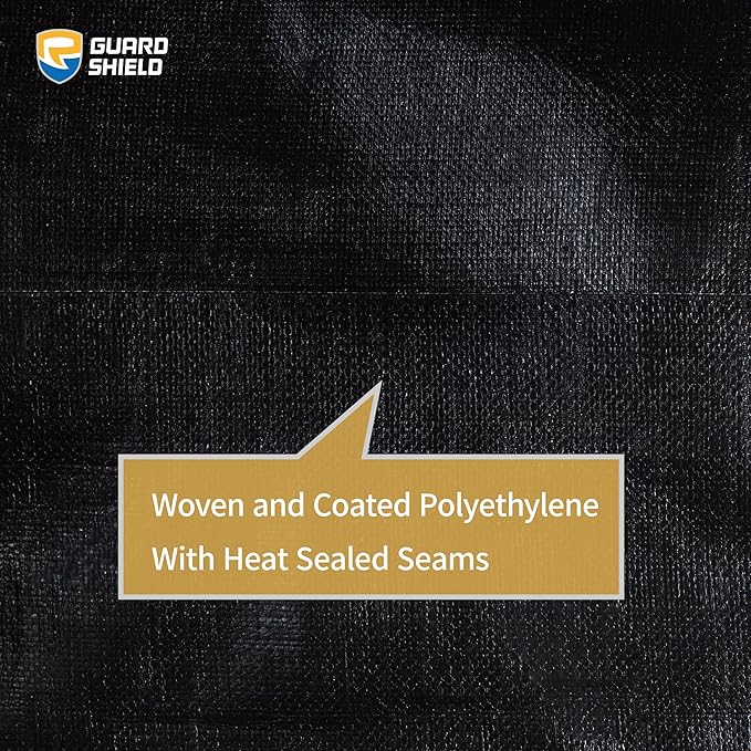 GUARD SHIELD Extreme Heavy Duty Black Poly Tarp 10x20 Feet Cover Waterproof Tarps 20mil Thick UV and Tear Resistant Tarpaulin