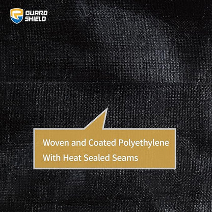 GUARD SHIELD Extreme Heavy Duty Black Poly Tarp 10x20 Feet Cover Waterproof Tarps 20mil Thick UV and Tear Resistant Tarpaulin