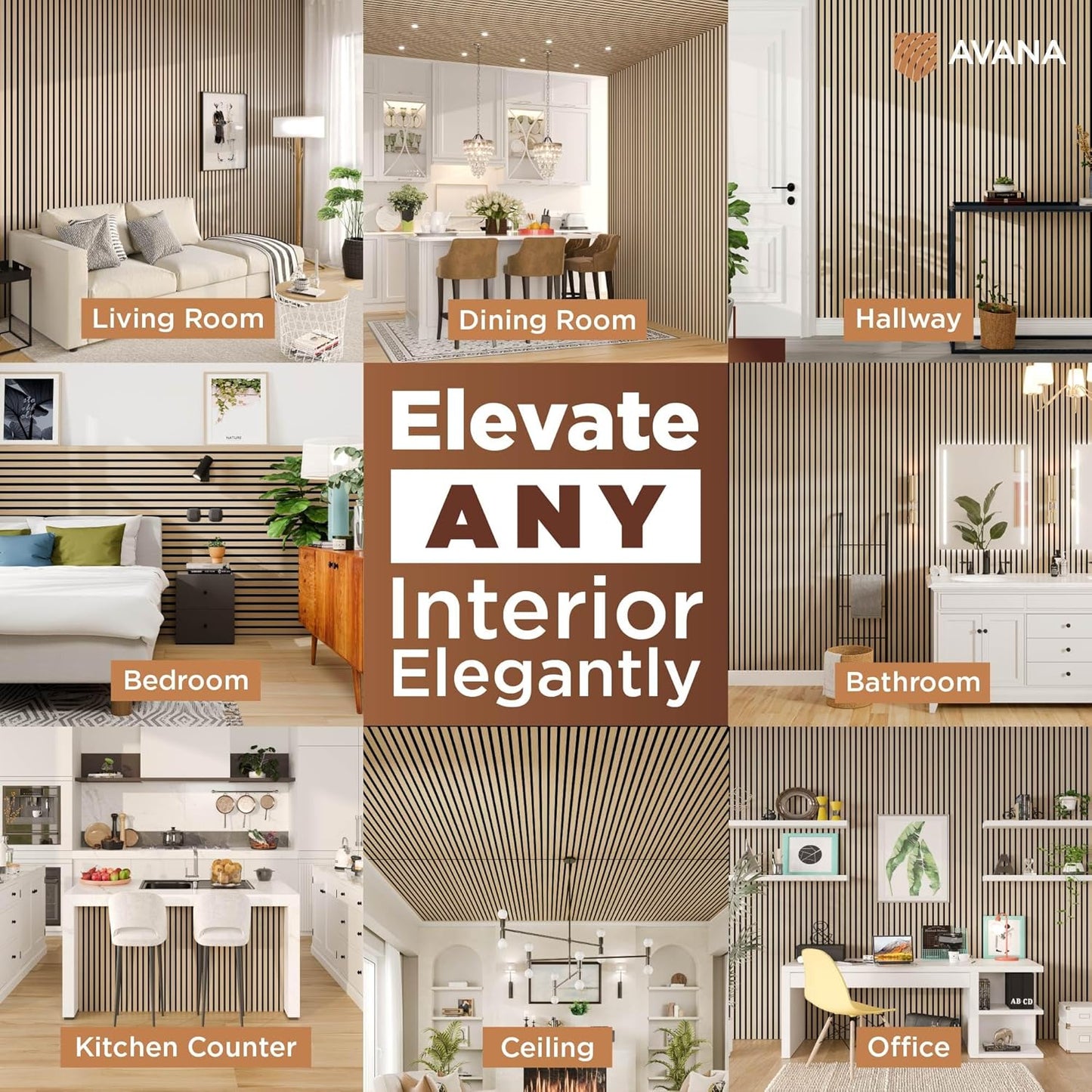 Avana Modern Acoustic Wood Wall Panels – 94.4 X 12.6 Inch White Oak Acoustic Panels 1 PC – Wall Panels For Interior Wall Decor for Homes, Offices, Studios – Sturdy And Durable Wood Panels For Wall