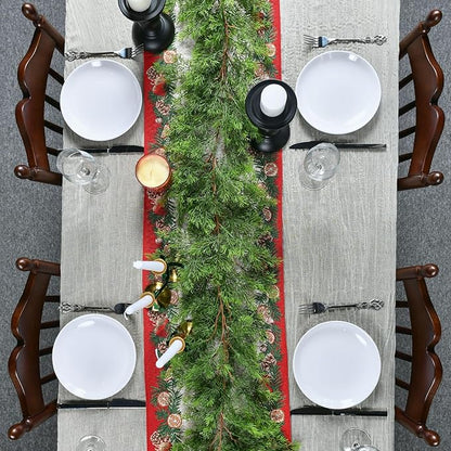6.3FT Christmas Cedar Garland Artificial Cypress Greenery Soft Faux Pine Realistic Green Garland for Mantle Fireplace Table Wall Indoor Christmas Decorations