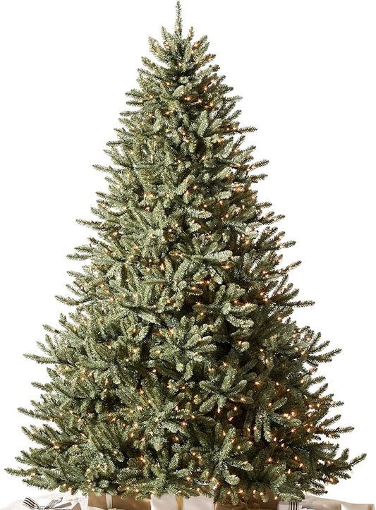 Balsam Hill 4.5ft Pre-Lit Classic Blue Spruce - Artificial Christmas Tree with 300 Clear Incandescent Lights, Easy Plug Technology, Premium Stand for Indoor Holiday Decorating