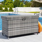 YITAHOME 200 Gallon Large Wicker Deck Box w/Storage Net, Rattan XL Outdoor Storage Box Patio Cushion Storage, Patio Storage Box for Garden Tools, Pool Sports Equipment (Grey)