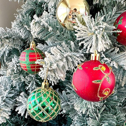 30-Pack Christmas Ball Ornaments for Tree,Shatterproof Plastic Holiday Baubles Set in Assorted Sizes and Finishes, Christmas Tree Decorations for Home, Office, Party, Indoor Outdoor Use