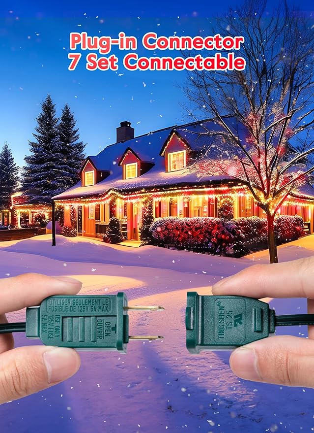 Minetom C9 Christmas String Lights, 200 Ft LED Commercial Outdoor Christmas Lights with 200 Red and Warm White C9 Bulbs, Waterproof Connectable UL Certified for Indoor Roofline Backyard Xmas Decor