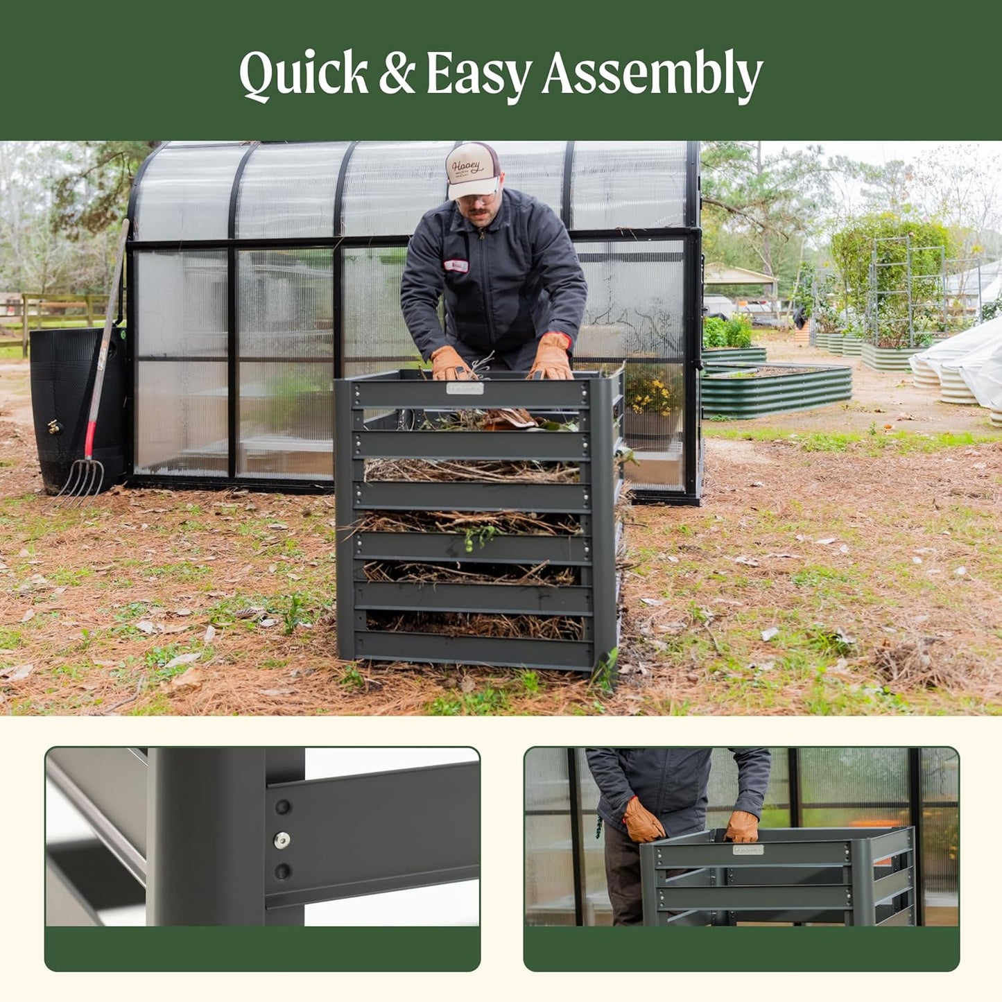 Vego Garden 32" Tall Modular Compost Bin 30" x 30" x 32"