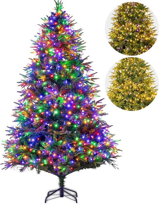 Sunnyglade 6ft Artificial Christmas Tree with 400 LED Lights (Not pre-lit), Xmas Tree Full Tree with 800 Branch Tips & 11 Modes Light, RGB & Warm White Light, Foldable Stand for Home, Party Decor