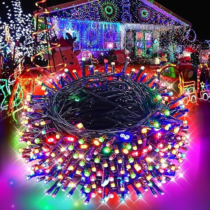 Christmas Lights 1000LED 98FT Waterproof Outdoor Timer 8 Modes Twinkle Fairy Lights LED String Lights Indoor Christmas Tree Lights for Wedding Party Yard House Decor