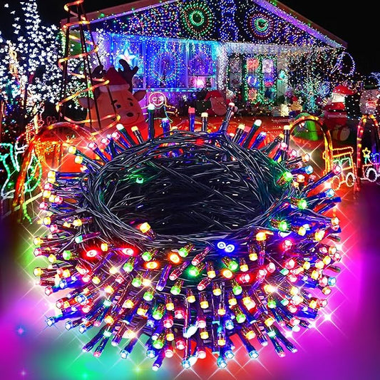 Christmas Lights 1000LED 98FT Waterproof Outdoor Timer 8 Modes Twinkle Fairy Lights LED String Lights Indoor Christmas Tree Lights for Wedding Party Yard House Decor