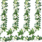Sggvecsy 4Pcs 31Ft Artificial Rose Vine Fake Flower Garland Floral Garland Faux Silk Hanging Vine Rose Ivy Vines for Wedding Arch Party Wall Garden Ceremony Background Outdoor Decor (White)