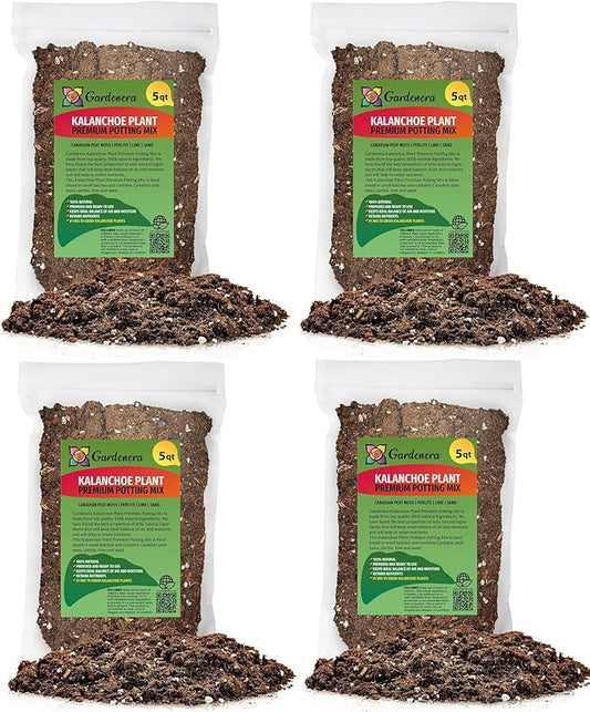 Gardenera Kalanchoe Plant Premium Potting Mix - 20 Quart - Optimize Growth with Natural Ingredients (4 Bags of 5 Quartz)