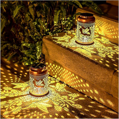 Hummingbird Solar Lanterns Outdoor Hanging Waterproof Solar Lights Hummingbird Gifts for Women Men Metal Bird Decorative LED Lanterns for Outside, Patio, Landscape, Yard Decor, Garden Decorations