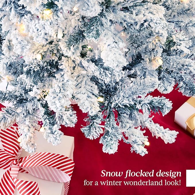 Best Choice Products Pre-Lit Ice Blue Christmas Tree, 4.5ft Artificial Flocked Full Fir Tree, Holiday Decoration w/ 200 Lights, 400 Branch Tips