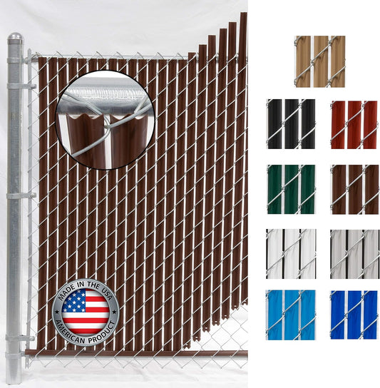 Wave Slat (9 Colors) Single Wall Bottom Locking Privacy Slat for 4', 5', 6', 7' and 8' Chain Link Fence (8 ft, Brown)