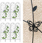 8 Pack Metal Garden Trellis for Climbing Plants, 86.7" Tall Rustproof Outdoor Trellis Panel with Butterfly Design, Decorative Black Iron Plant Support for Vine, Rose, Flower, Garden Wall
