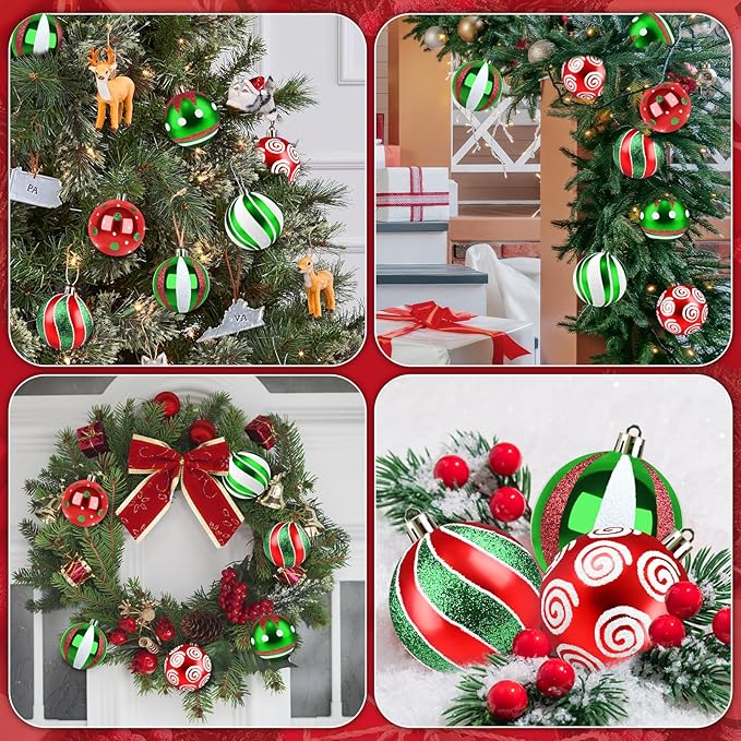 Christmas Balls Ornaments for Xmas Tree- 30Pcs Shatterproof Christmas Tree Decorations, 2.36" Hanging Balls Muti-Color Xmas Ball Ornaments Set for Holiday Party Decoration