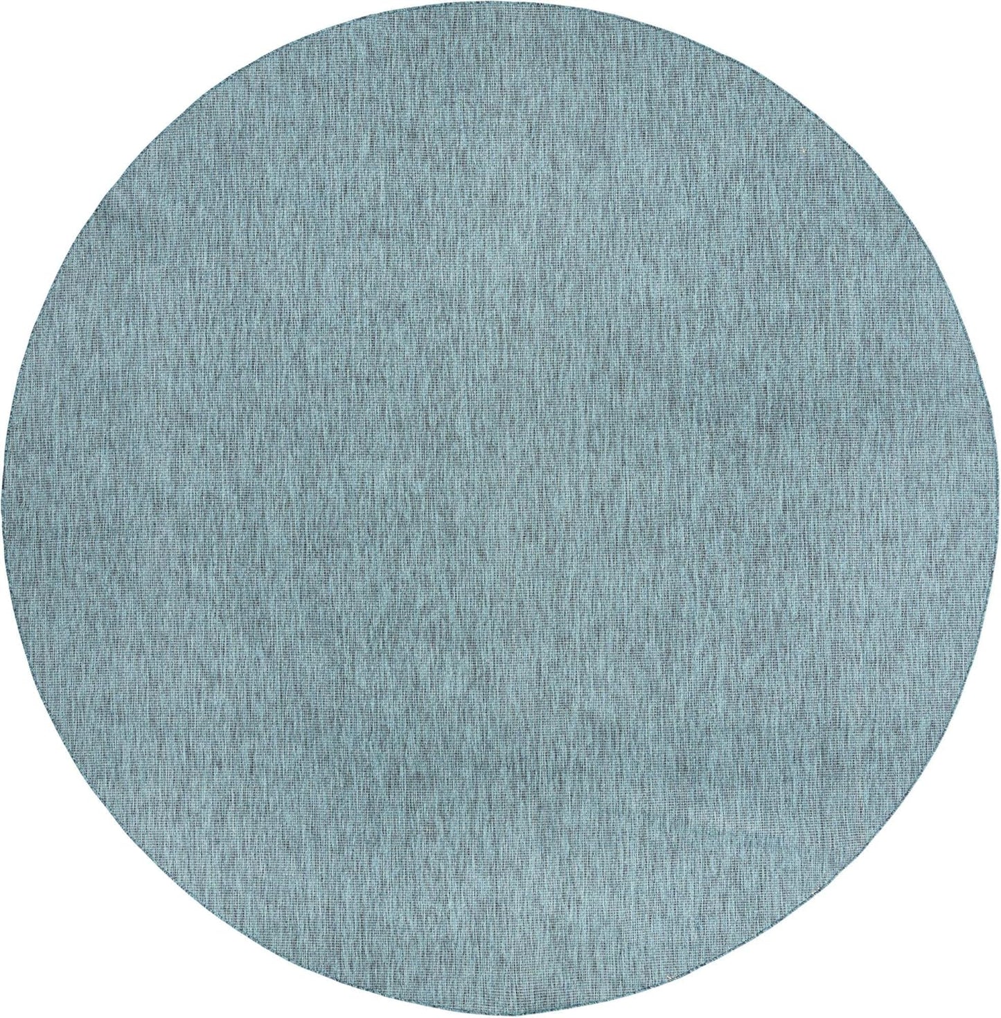 Unique Loom Collection Casual Transitional Solid Heathered Indoor/Outdoor Flatweave Area Rug (13' Round, Teal/Navy Blue)