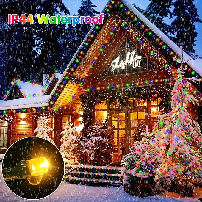 KNONEW 472FT 1200 Christmas Lights Outdoor Green Wire Color Changing String Lights with 11 Modes & Timer Dimmable Fairy Light for Xmas Tree Roof Yard Wedding Decorations(Warm White to Multicolor)