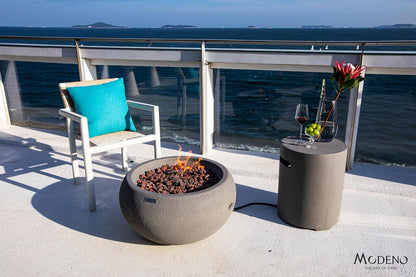 AMS Fireplace | Modeno | Newbridge | Firepit Table | Cover and Lava Rocks Included | (Fuel: Liquid Propane - Light Gray)