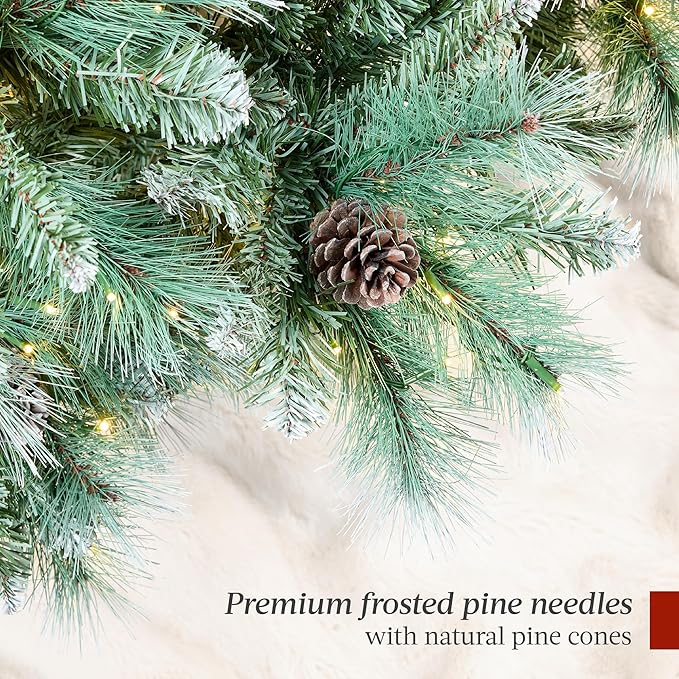 Best Choice Products 4.5ft Pre-Lit Scotch Pine Christmas Tree, Premium Frosted Pre-Decorated Artificial Holiday Decor w/ 396 Branch Tips, 2-in-1 White and Multicolor LED Lights, Cordless Setup