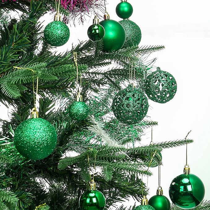 Aitsite 100 Pack Christmas Tree Ornaments Set Mini Shatterproof Holiday Ornaments Balls for Christmas Decorations (Green)
