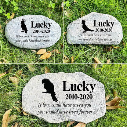 Zatanmulo Personalized Pet Memorial Stone, Garden Memorial Stone Personalized, Parrot Headstone, Parrot Tombstone, Memorial Plaque Outdoor, Garden Stepping Stone (Parrot)