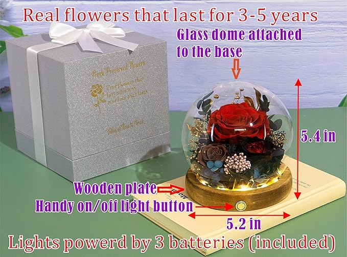 Valley of Rain & Forest Long-Lasting Real Flowers, Unique Floral Gift For you to send Love for All Occasions, for Indoor Decoration (Red Rose, Brown Rose, Black-Red Austin Rose)